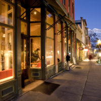 MEDIA - Exterior Street at Night in Downtown Telluride outside the New Sheridan Hotel